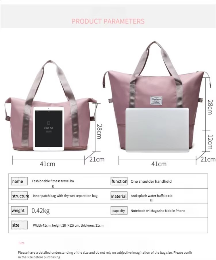 Oxford Waterproof Large Capacity Foldable Multi-function Gym Travel Tote Bag - product detail