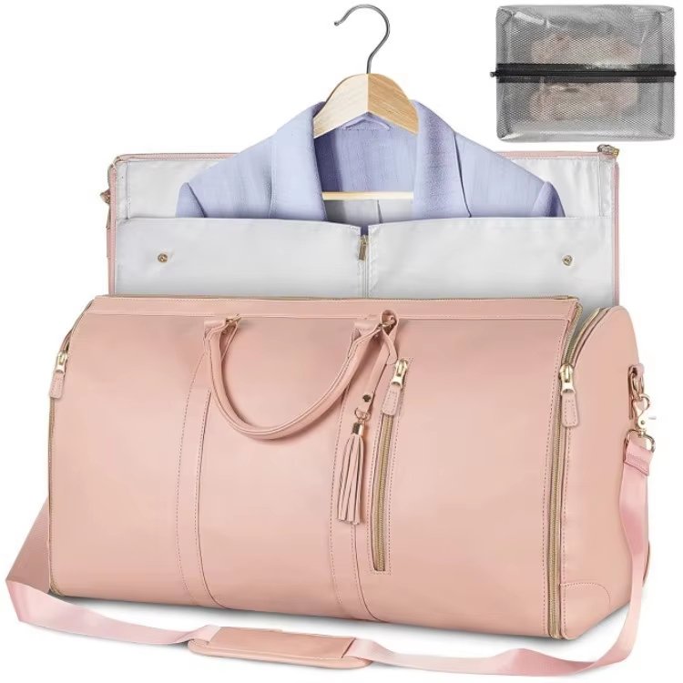 Foldable PU Leather Weekend Travel Garment Duffel Bag product detail