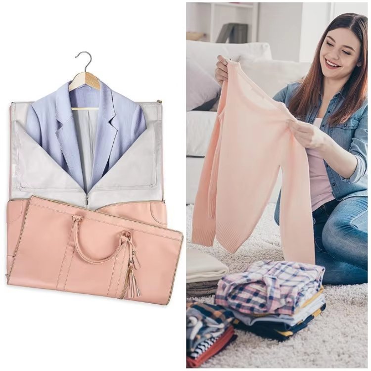 Foldable PU Leather Weekend Travel Garment Duffel Bag product detail