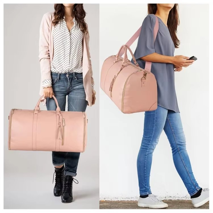Foldable PU Leather Weekend Travel Garment Duffel Bag product detail