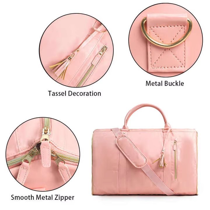 Foldable PU Leather Weekend Travel Garment Duffel Bag product detail