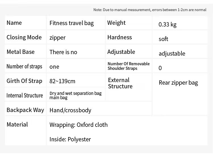 Travel Duffle Bag Large Capacity Fitness Gym Sports Bag Dry Wet Separation Crossbody Shoulder Handbag Luggage Bag detail image