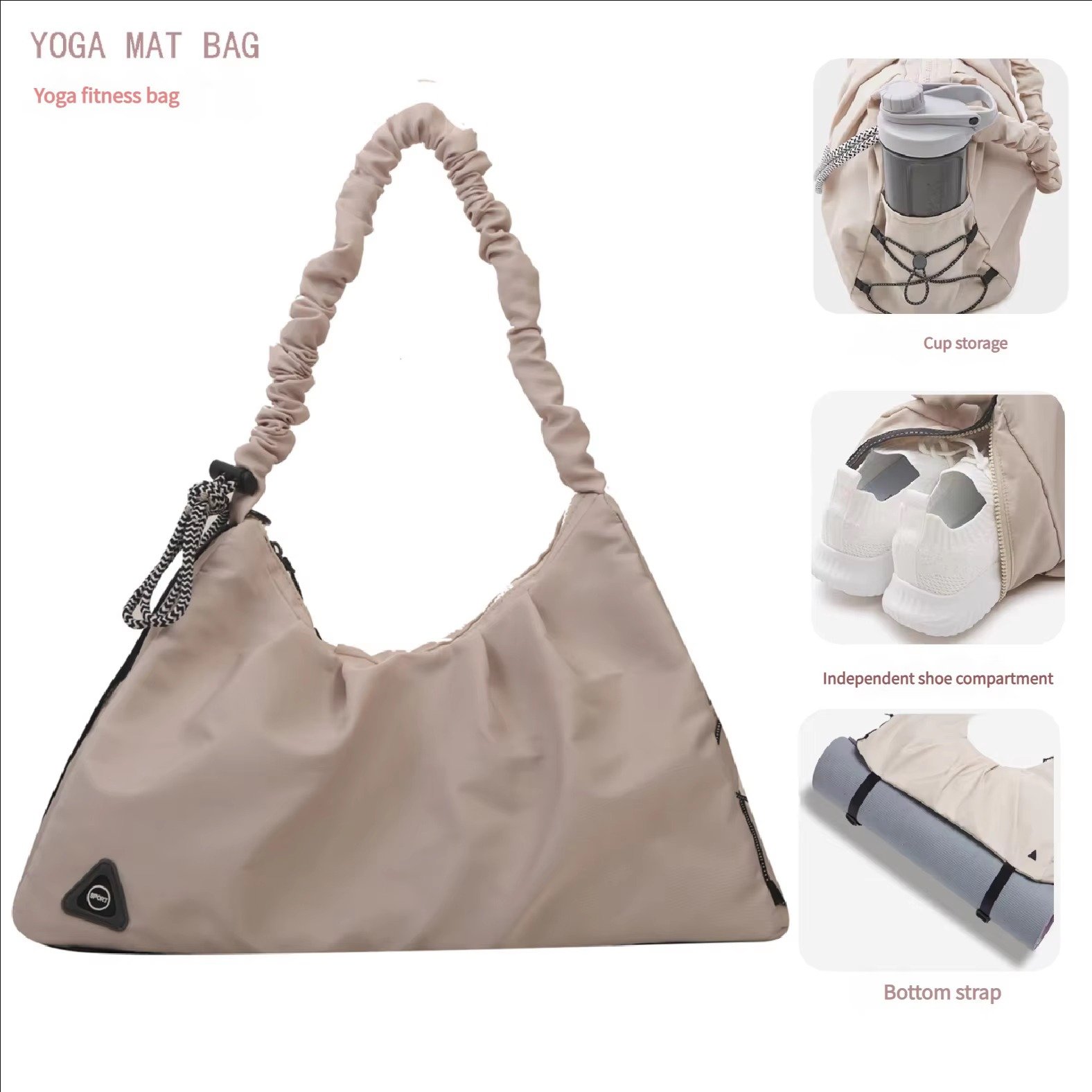 Ladies Sports Travel Gym Duffel Bag Waterproof Messenger Crossbody Tote Yoga Mat Carrier Bag Shoulder Handbag detail image