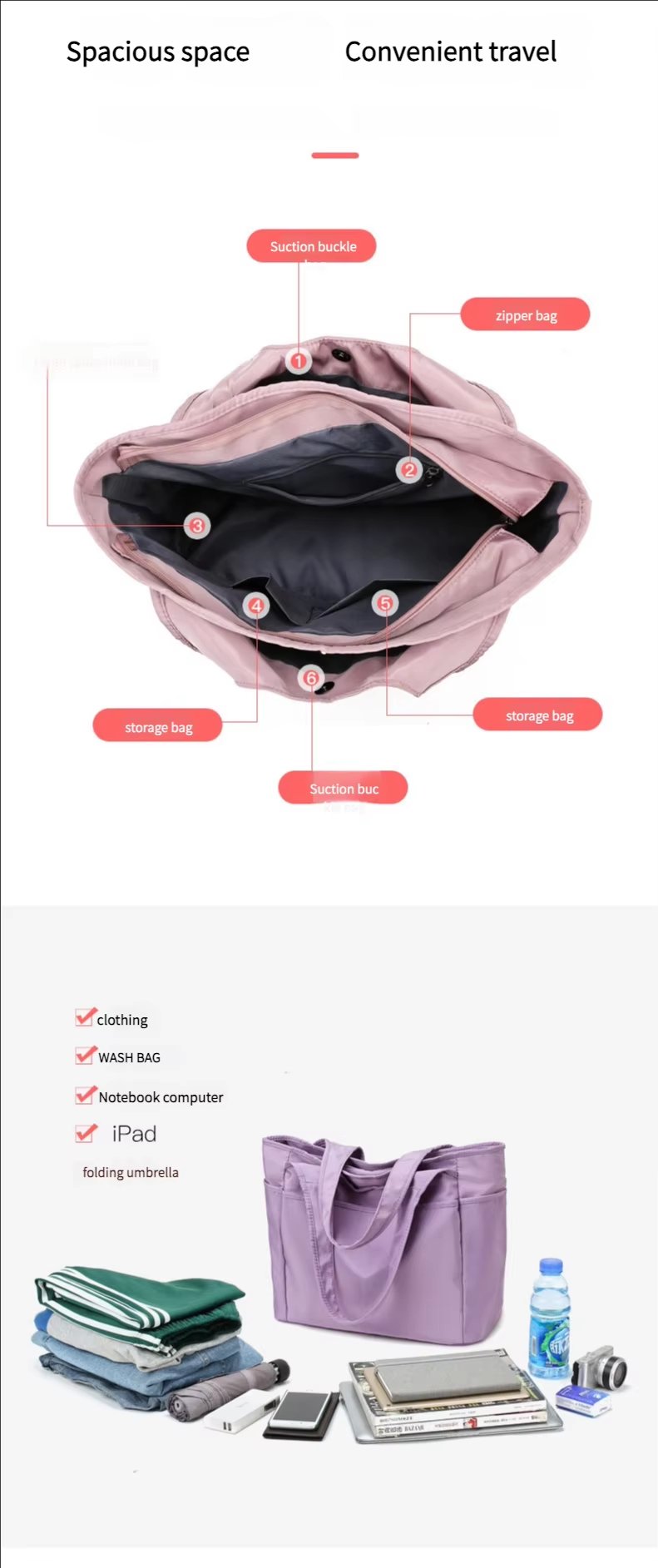 New Fashion Large Women S Tote Bag Sports Weekender Travel Duffel Carry-on Shoulder Handbag for Work Gym Beach - product detail
