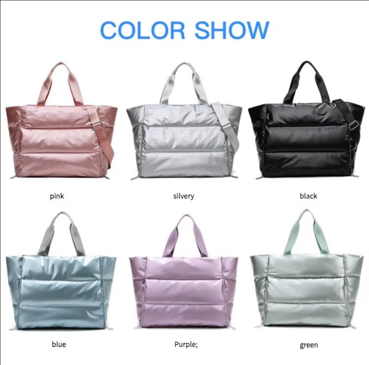 Large Capacity Nylon Puffer Gym Fitness Tote Bag Lightweight Travel Duffel Bag Waterproof Shoulder Handbag Yoga Swimming Bag detail image