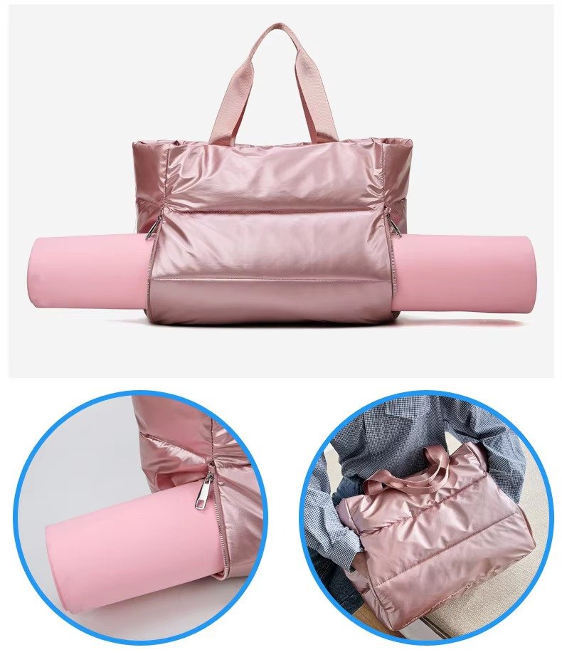 Large Capacity Nylon Puffer Gym Fitness Tote Bag Lightweight Travel Duffel Bag Waterproof Shoulder Handbag Yoga Swimming Bag detail image