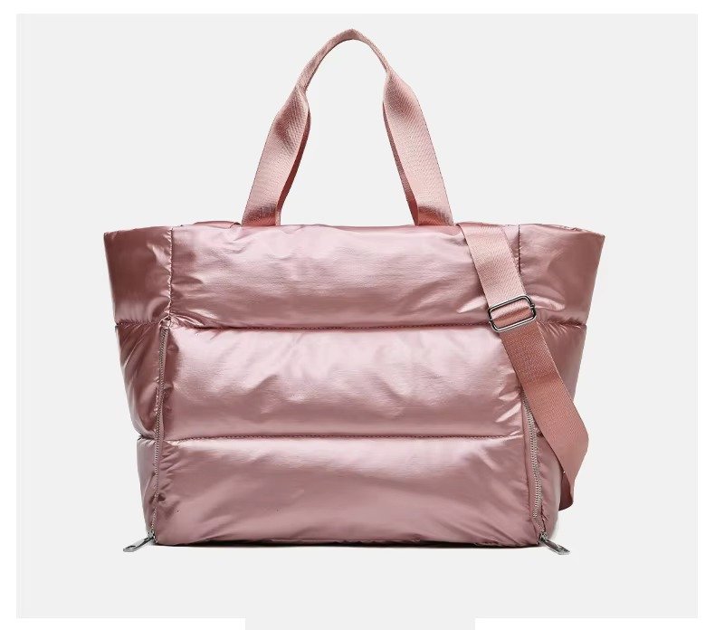 Large Capacity Nylon Puffer Gym Fitness Tote Bag Lightweight Travel Duffel Bag Waterproof Shoulder Handbag Yoga Swimming Bag detail image