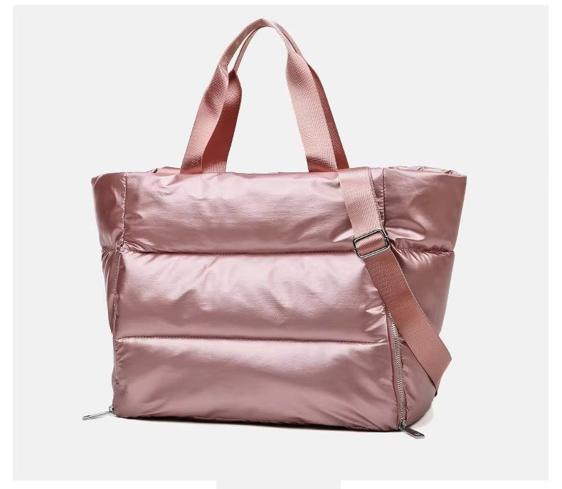 Large Capacity Nylon Puffer Gym Fitness Tote Bag Lightweight Travel Duffel Bag Waterproof Shoulder Handbag Yoga Swimming Bag detail image