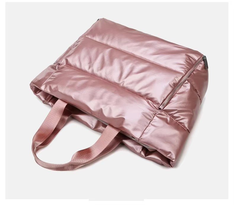 Large Capacity Nylon Puffer Gym Fitness Tote Bag Lightweight Travel Duffel Bag Waterproof Shoulder Handbag Yoga Swimming Bag detail image