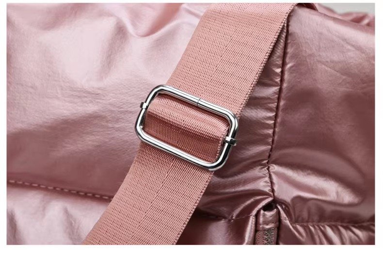 Large Capacity Nylon Puffer Gym Fitness Tote Bag Lightweight Travel Duffel Bag Waterproof Shoulder Handbag Yoga Swimming Bag detail image
