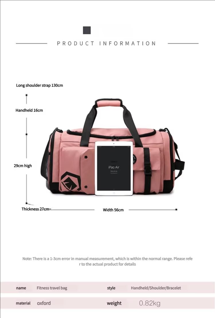 Waterproof Dry Wet Separation Oxford Weekend Travel Duffel Bag product detail