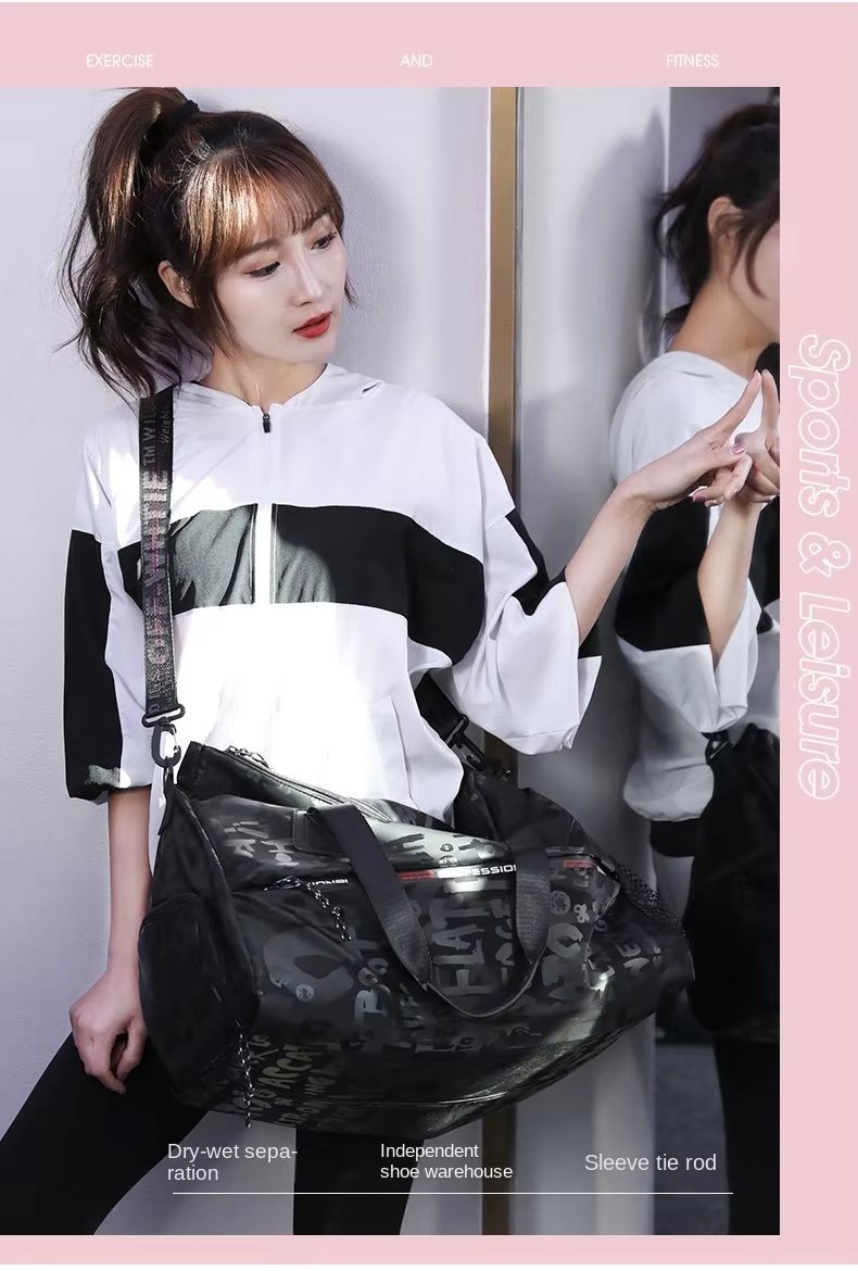 Waterproof Shoe Compartment Nylon Weekend Travel Yoga Duffel Bag product detail