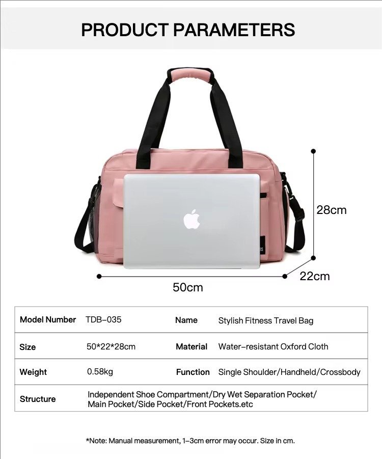 Custom Logo Oxford Sports Duffel Bag – Waterproof Gym Fitness Bag with Shoe Compartment product detail