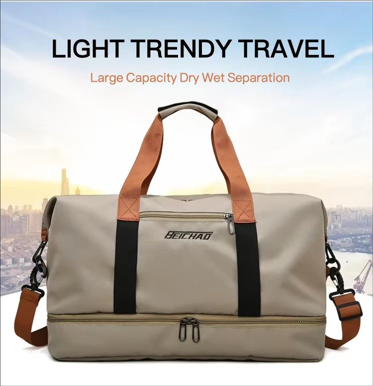 Custom Logo Waterproof Oxford Duffel Bag 30-40L with Shoe Compartment – Unisex Gym & Travel Bag product detail
