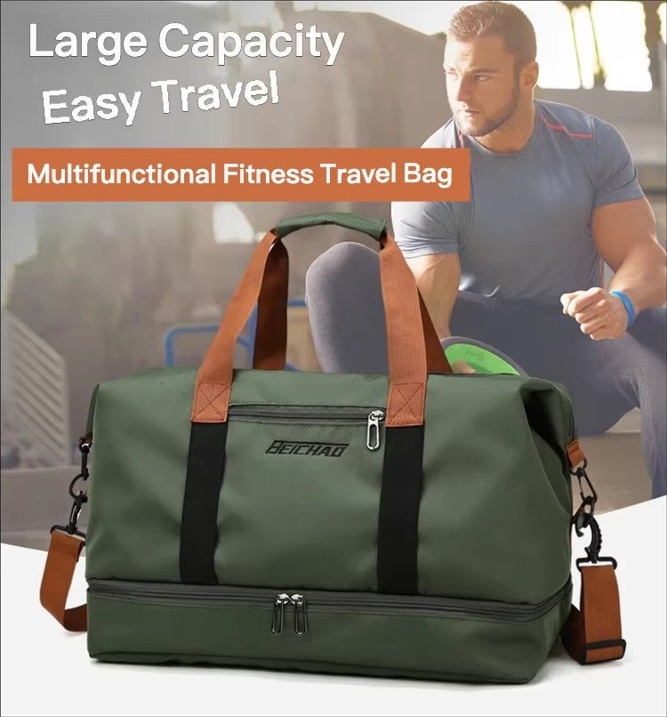 Custom Logo Waterproof Oxford Duffel Bag 30-40L with Shoe Compartment – Unisex Gym & Travel Bag product detail
