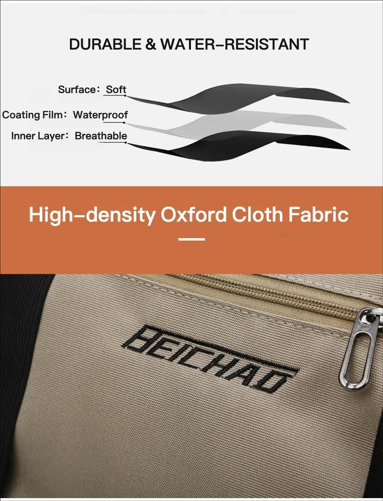 Custom Logo Waterproof Oxford Duffel Bag 30-40L with Shoe Compartment – Unisex Gym & Travel Bag product detail