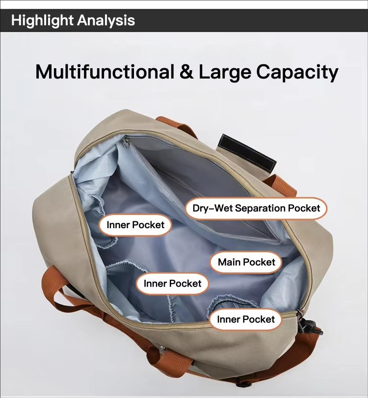 Custom Logo Waterproof Oxford Duffel Bag 30-40L with Shoe Compartment – Unisex Gym & Travel Bag product detail