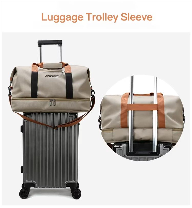 Custom Logo Waterproof Oxford Duffel Bag 30-40L with Shoe Compartment – Unisex Gym & Travel Bag product detail