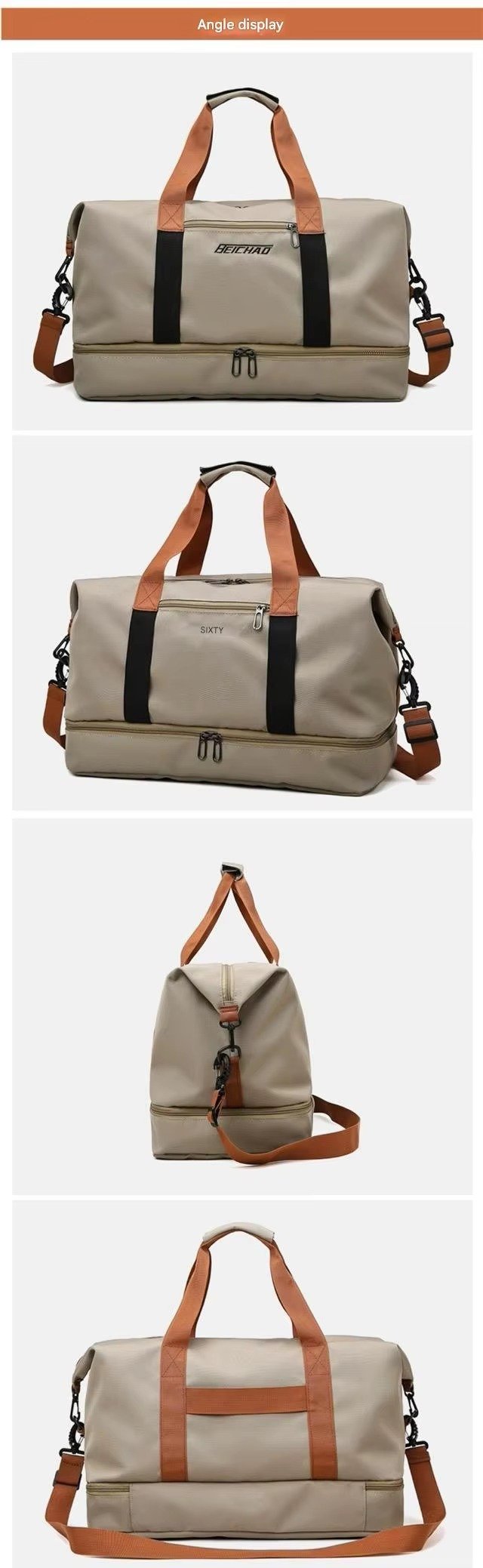 Custom Logo Waterproof Oxford Duffel Bag 30-40L with Shoe Compartment – Unisex Gym & Travel Bag product detail