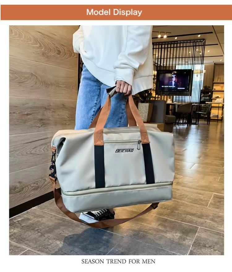 Custom Logo Waterproof Oxford Duffel Bag 30-40L with Shoe Compartment – Unisex Gym & Travel Bag product detail