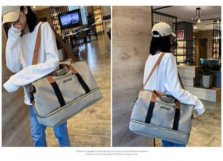 Custom Logo Waterproof Oxford Duffel Bag 30-40L with Shoe Compartment – Unisex Gym & Travel Bag product detail