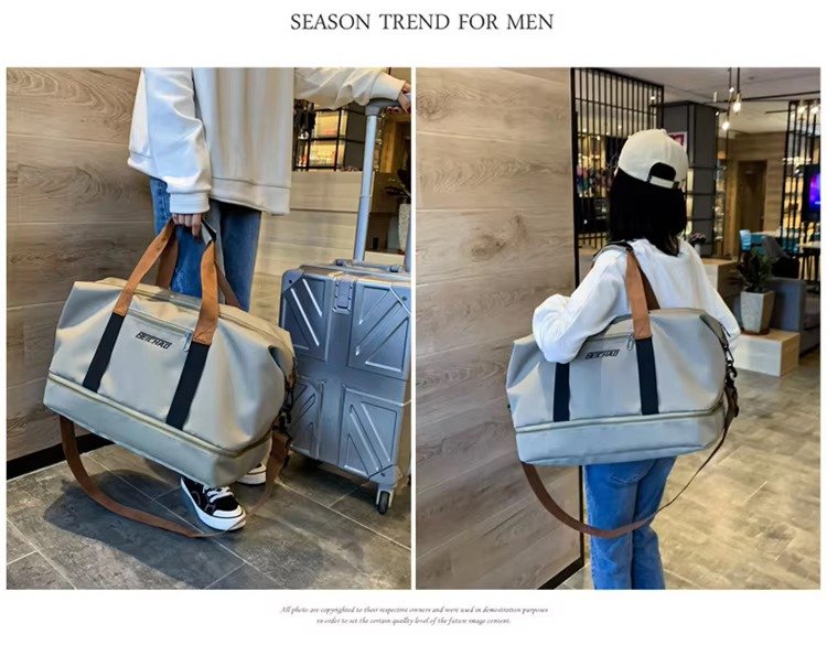 Custom Logo Waterproof Oxford Duffel Bag 30-40L with Shoe Compartment – Unisex Gym & Travel Bag product detail