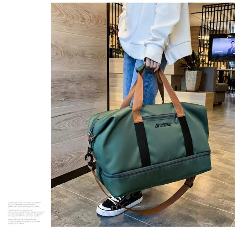 Custom Logo Waterproof Oxford Duffel Bag 30-40L with Shoe Compartment – Unisex Gym & Travel Bag product detail