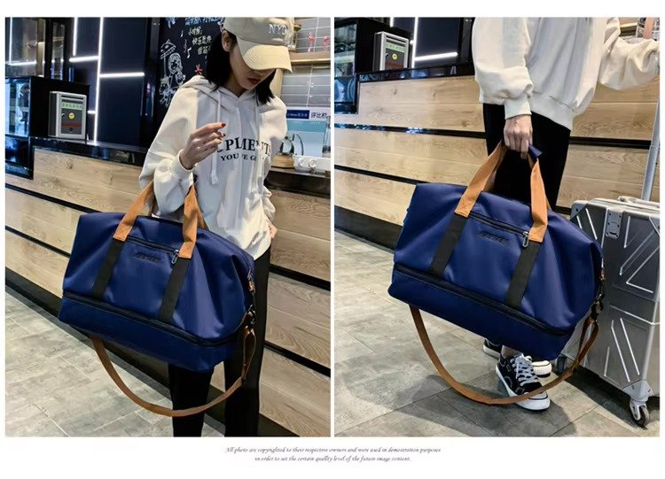 Custom Logo Waterproof Oxford Duffel Bag 30-40L with Shoe Compartment – Unisex Gym & Travel Bag product detail