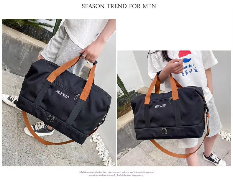 Custom Logo Waterproof Oxford Duffel Bag 30-40L with Shoe Compartment – Unisex Gym & Travel Bag product detail