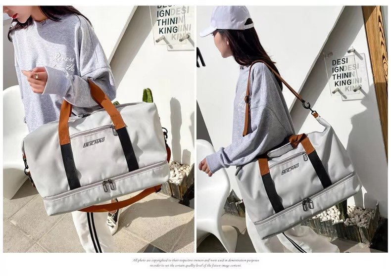 Custom Logo Waterproof Oxford Duffel Bag 30-40L with Shoe Compartment – Unisex Gym & Travel Bag product detail