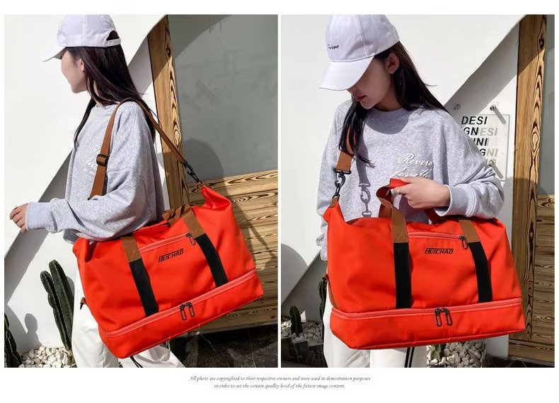 Custom Logo Waterproof Oxford Duffel Bag 30-40L with Shoe Compartment – Unisex Gym & Travel Bag product detail