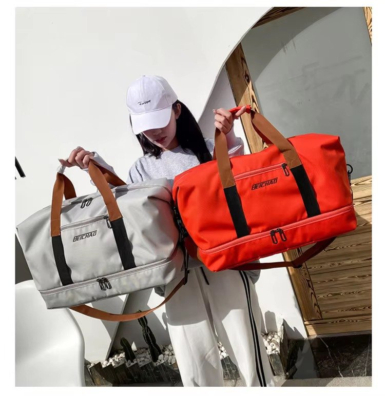 Custom Logo Waterproof Oxford Duffel Bag 30-40L with Shoe Compartment – Unisex Gym & Travel Bag product detail