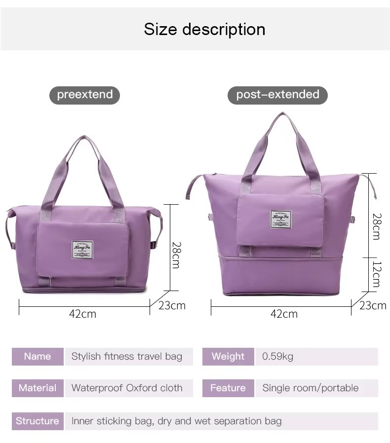 Large Capacity Waterproof Foldable Travel Duffel Sports Gym Tote Bag Folding Fitness Expansion Handbag Luggage - product detail