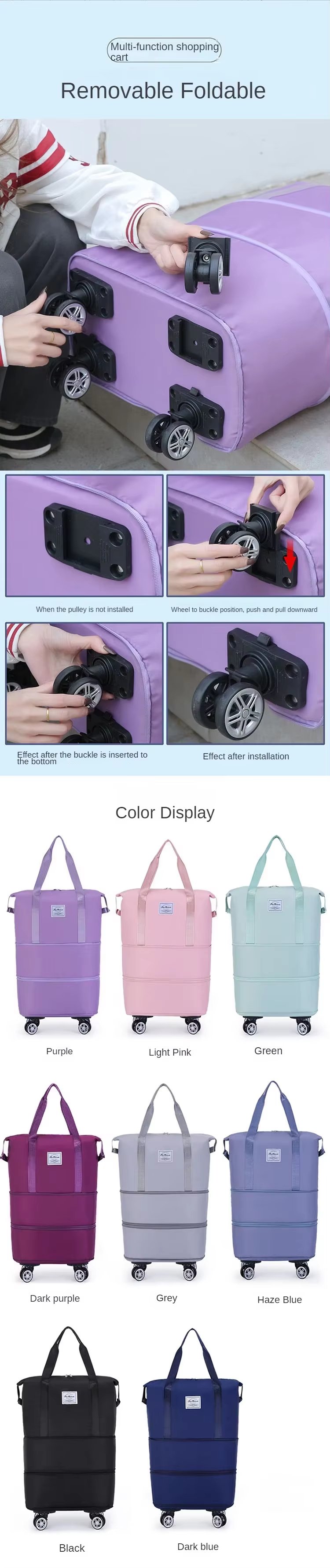 Waterproof Large Capacity Foldable Multi-function Gym Sports Travel Tote Bag - product detail