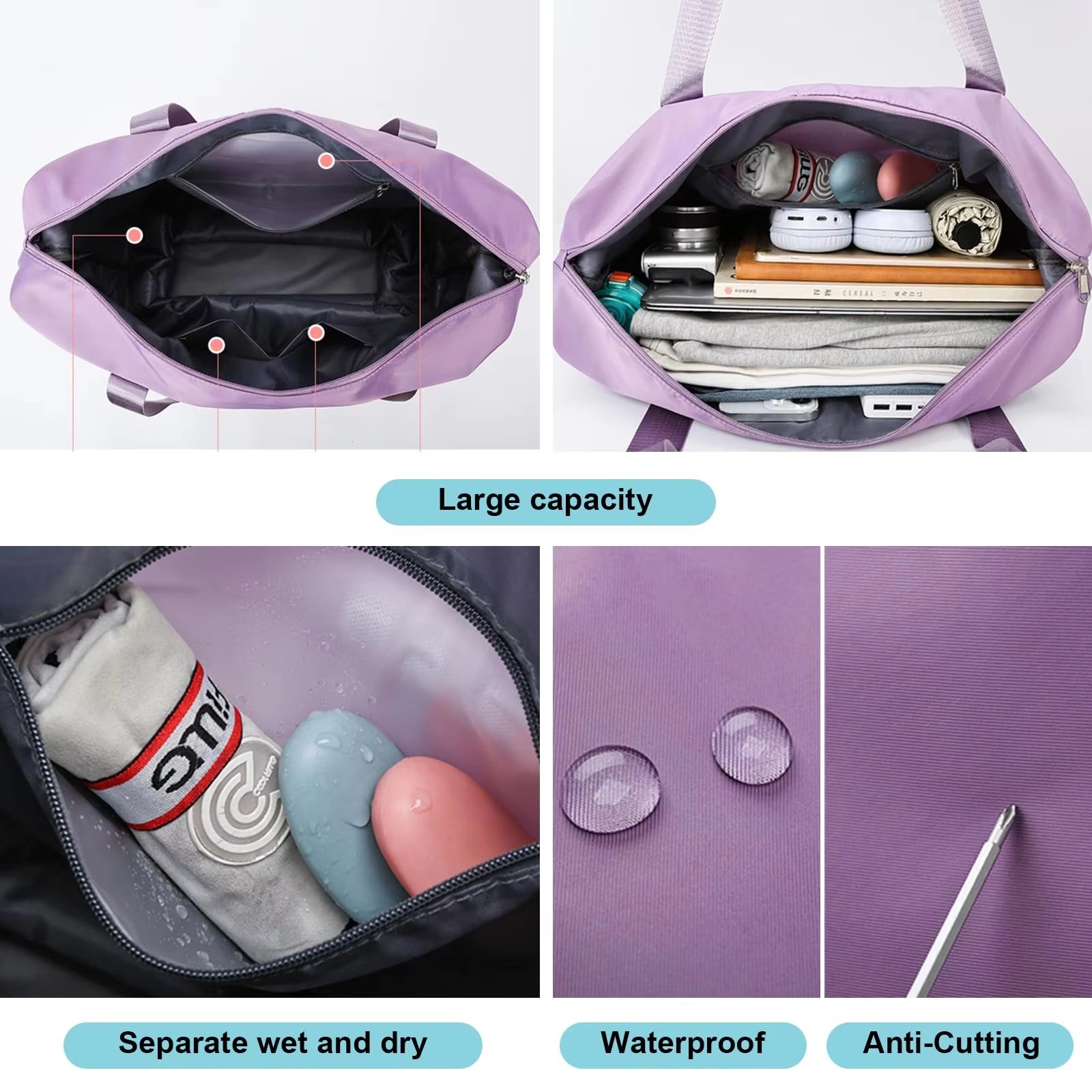 Waterproof Large Capacity Foldable Multi-function Gym Sports Travel Tote Bag - product detail