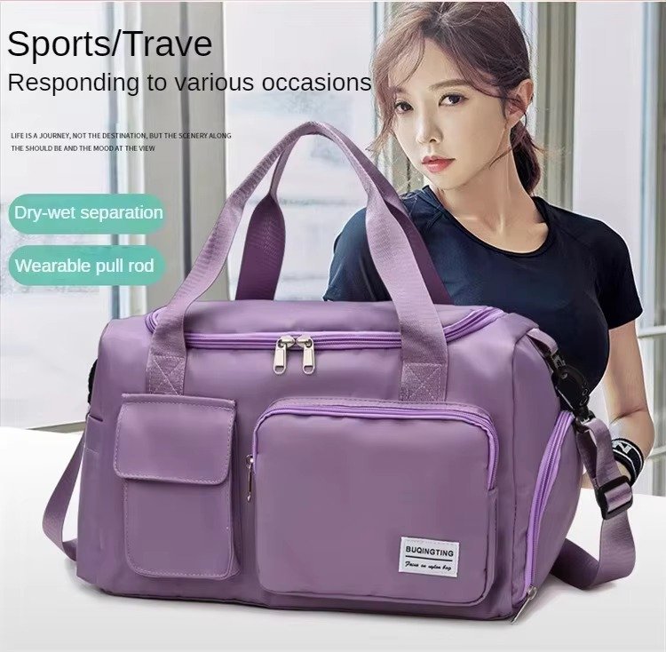 Sport Tote Shoulder Gym Training Bag Oxford Waterproof Duffle Travel Bag Carry On Weekender Bag with Shoes Compartment detail image