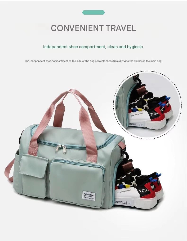 Sport Tote Shoulder Gym Training Bag Oxford Waterproof Duffle Travel Bag Carry On Weekender Bag with Shoes Compartment detail image