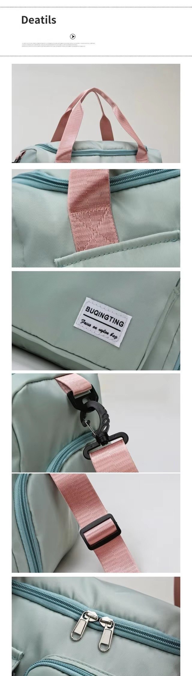 Sport Tote Shoulder Gym Training Bag Oxford Waterproof Duffle Travel Bag Carry On Weekender Bag with Shoes Compartment detail image