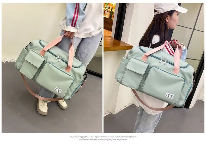 Sport Tote Shoulder Gym Training Bag Oxford Waterproof Duffle Travel Bag Carry On Weekender Bag with Shoes Compartment detail image