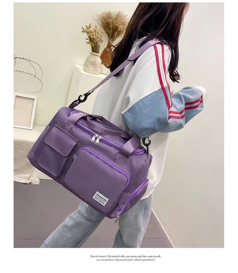 Sport Tote Shoulder Gym Training Bag Oxford Waterproof Duffle Travel Bag Carry On Weekender Bag with Shoes Compartment detail image