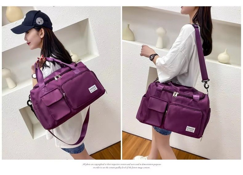 Sport Tote Shoulder Gym Training Bag Oxford Waterproof Duffle Travel Bag Carry On Weekender Bag with Shoes Compartment detail image