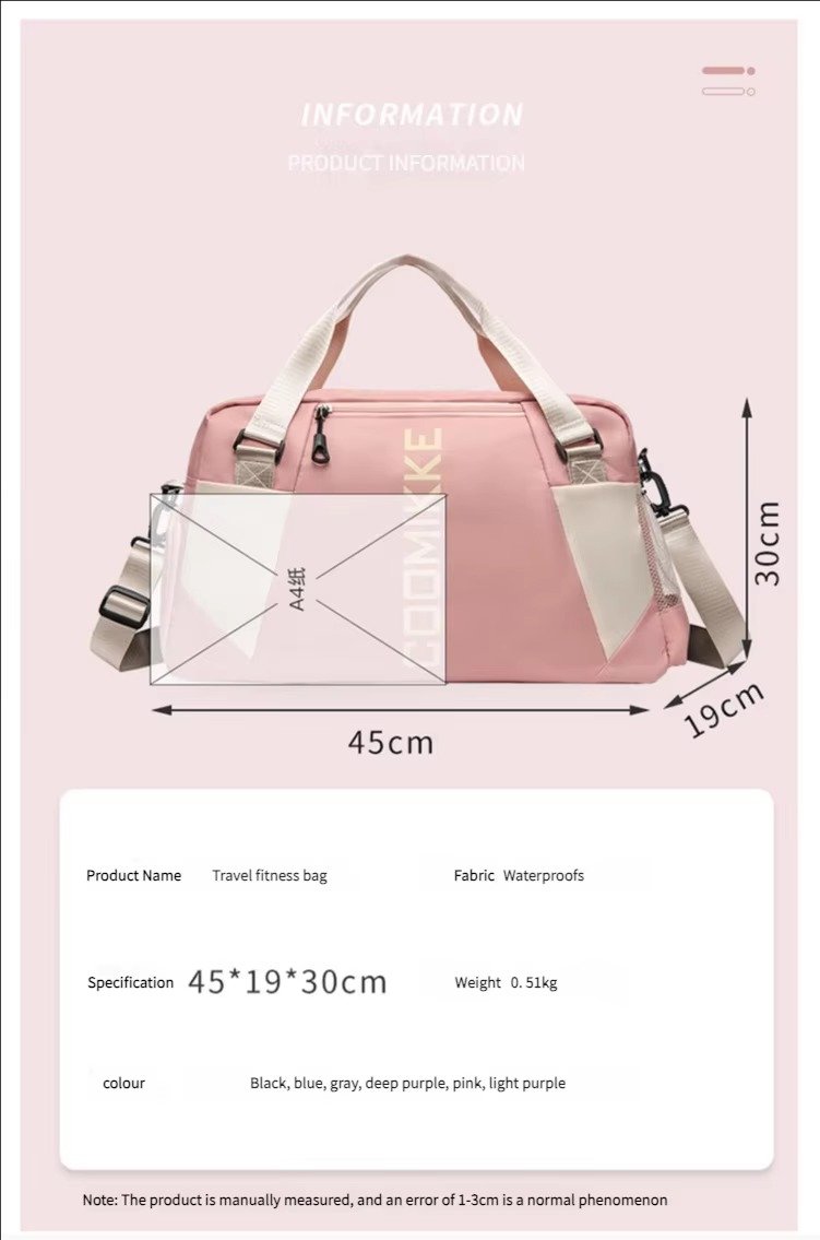 Large Waterproof Training Sports Fitness Gym Bag with Shoes Compartment Single Shoulder Duffel Travel Bag Handbag detail image