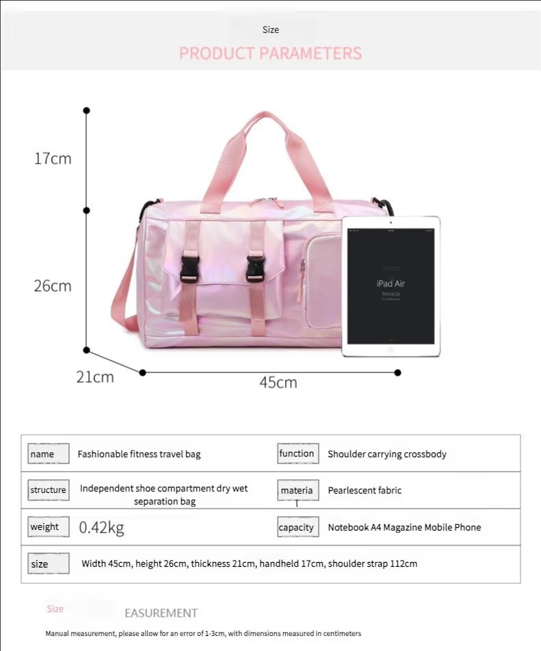 Large Capacity Dry Wet Separation Gym Sport Travel Bag Outdoor Travelling Duffel Tote Bag with Shoes Compartment detail image
