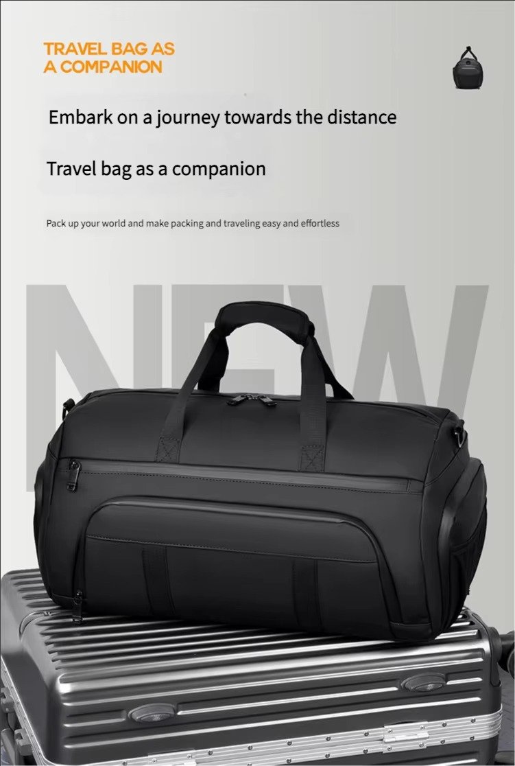 Unisex Custom Logo Large Capacity PU Leather Travel Duffle Bag Waterproof Dry Wet Separation Gym Bag with Shoes Compartment product detail