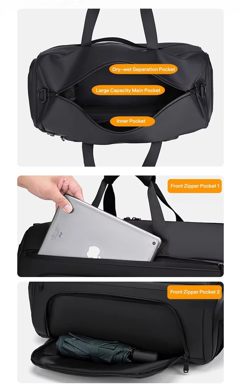 Unisex Custom Logo Large Capacity PU Leather Travel Duffle Bag Waterproof Dry Wet Separation Gym Bag with Shoes Compartment product detail