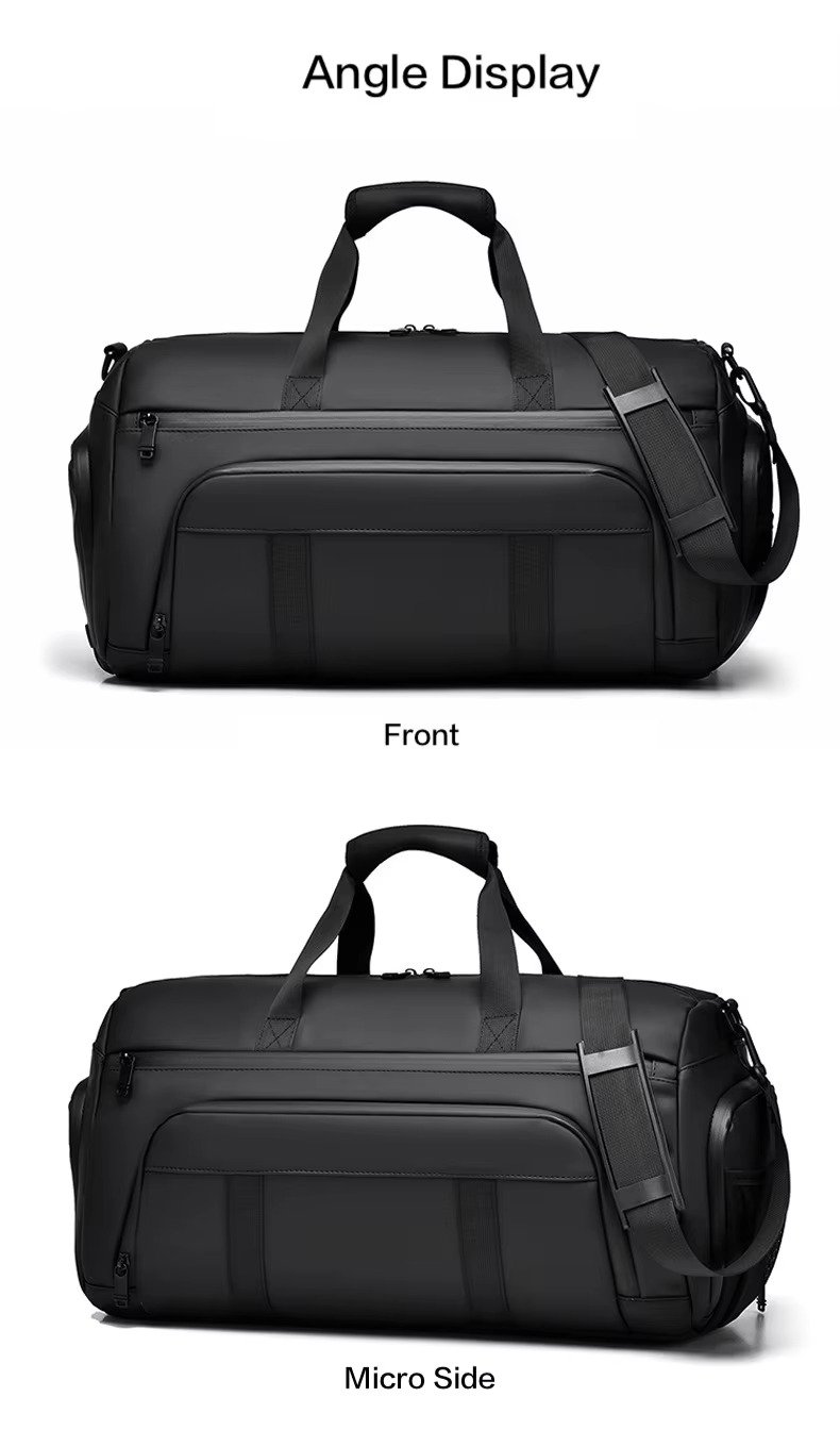 Unisex Custom Logo Large Capacity PU Leather Travel Duffle Bag Waterproof Dry Wet Separation Gym Bag with Shoes Compartment product detail