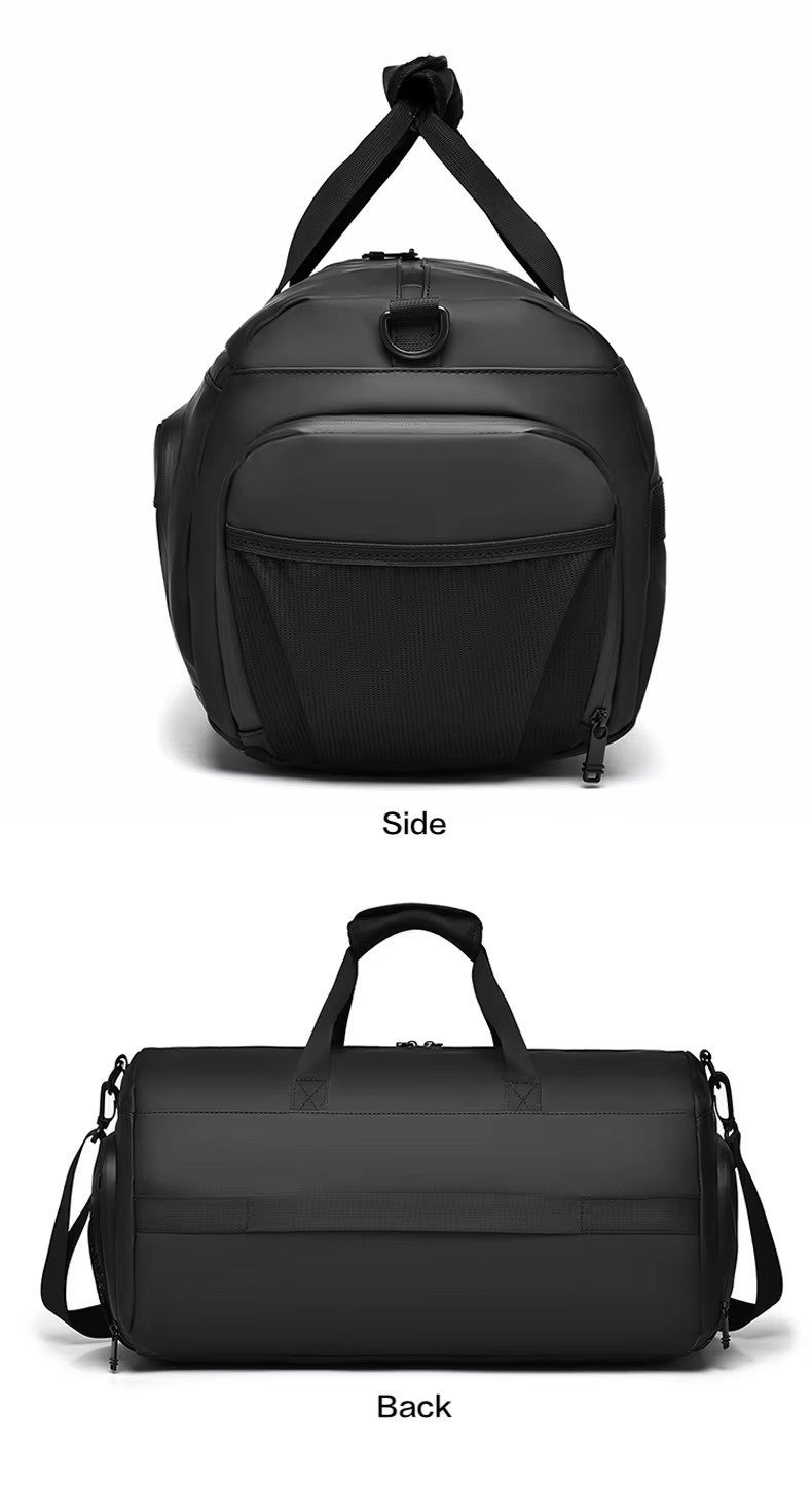 Unisex Custom Logo Large Capacity PU Leather Travel Duffle Bag Waterproof Dry Wet Separation Gym Bag with Shoes Compartment product detail