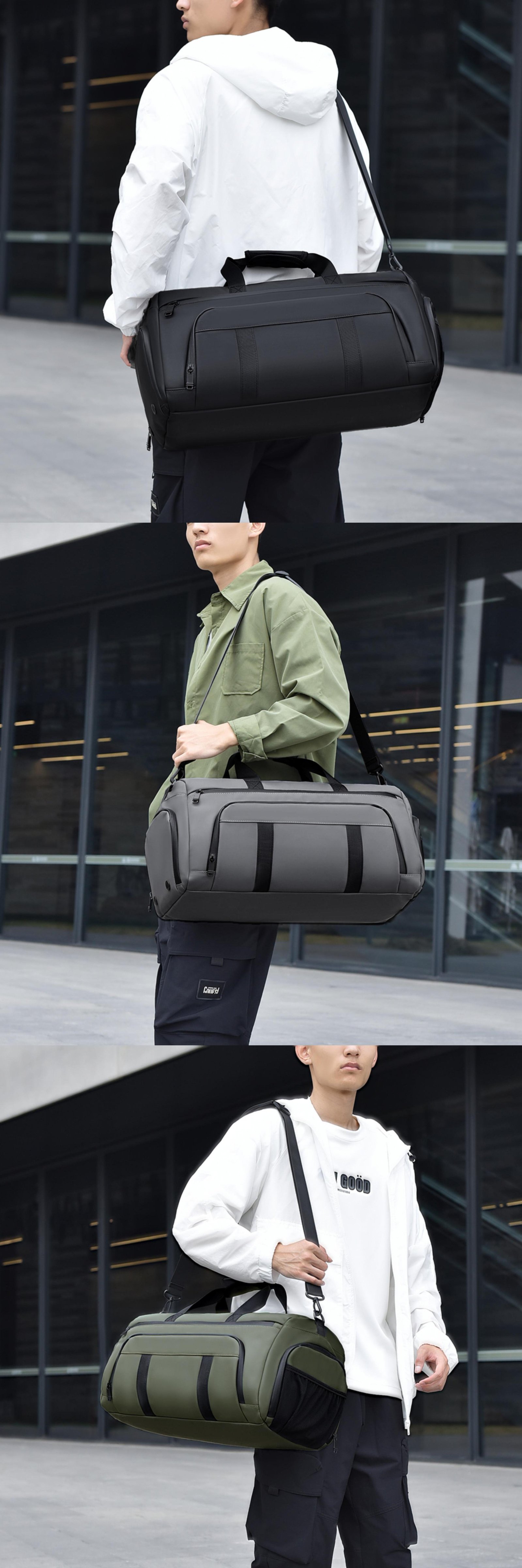 Unisex Custom Logo Large Capacity PU Leather Travel Duffle Bag Waterproof Dry Wet Separation Gym Bag with Shoes Compartment product detail