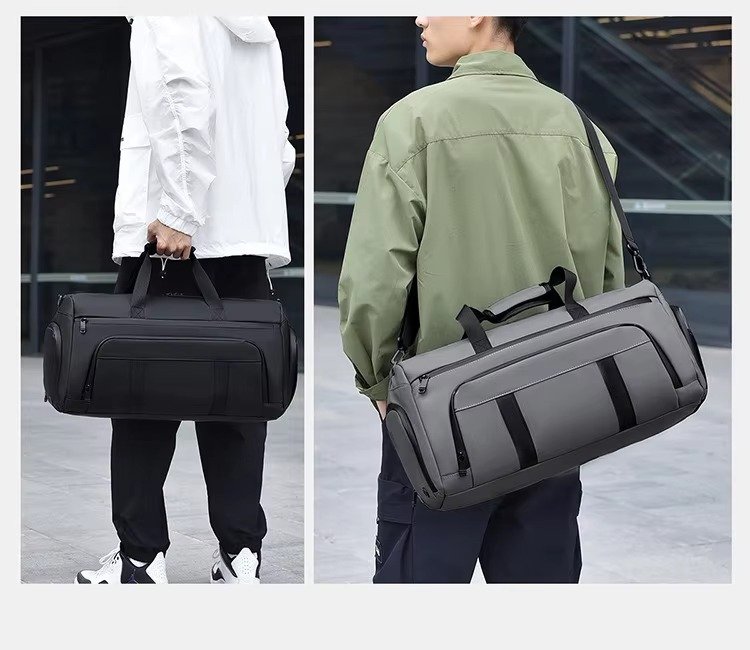 Unisex Custom Logo Large Capacity PU Leather Travel Duffle Bag Waterproof Dry Wet Separation Gym Bag with Shoes Compartment product detail