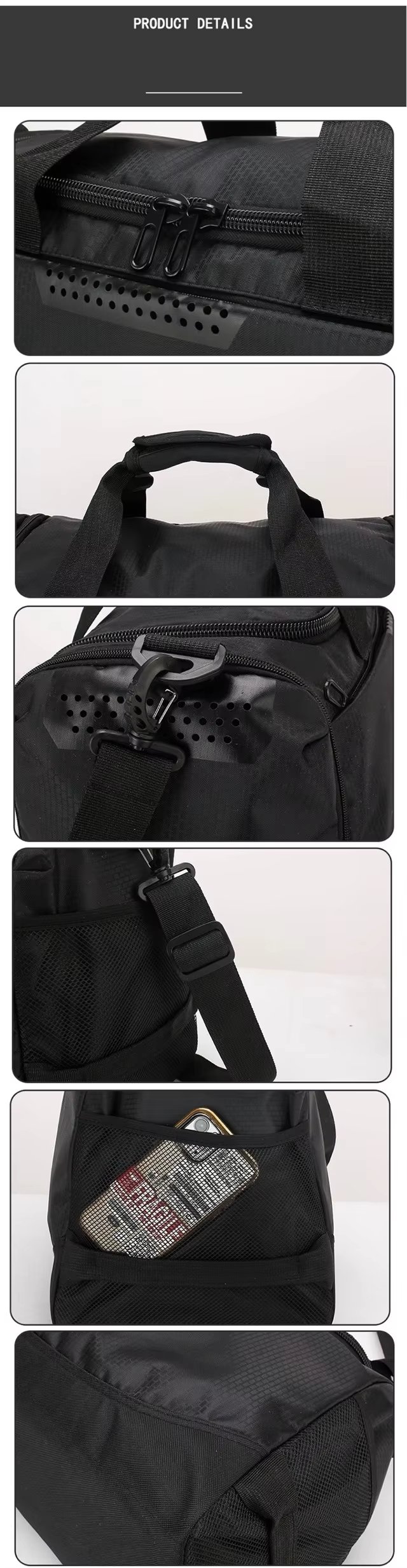 Waterproof Shoe Compartment Oxford Weekend Travel Large Capacity Duffel Bag product detail